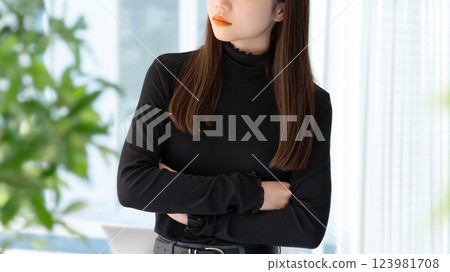 A woman thinking/businesswoman 123981708