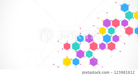 Genetic engineering and molecular structure, hexagon DNA network, science chemical and biotechnology concept, innovation technology, healthcare, and medicine design. Genetic engineering and molecular structure, hexagon DNA network, science chemical and biotechnology concept, innovation technology, healthcare, and medicine design. 123981812