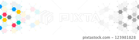Panoramic view of abstract geometric background with hexagons shape pattern for banner or website header template 123981828