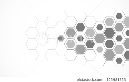 Abstract design element with geometric background of hexagons shape pattern 123981833