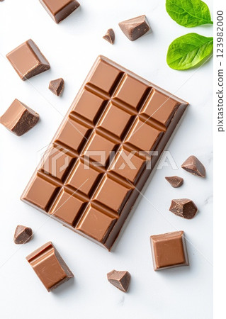 Luxury chocolate bar on white background 123982000