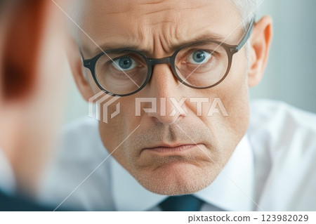Angry boss scolding employee for errors Angry boss scolding employee for errors 123982029