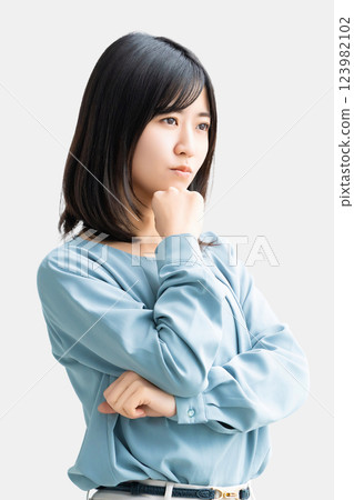A woman thinking/businesswoman 123982102
