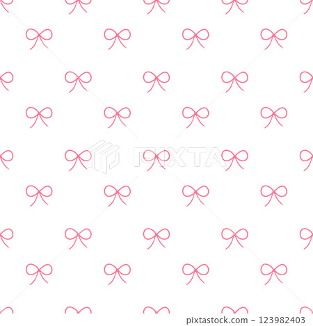 Pink bow hand drawn seamless pattern background for wrapping and wallpaper 123982403