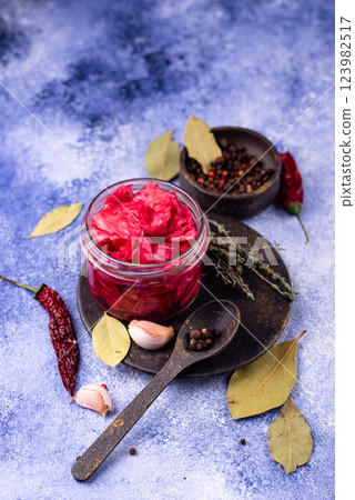 Healthy homemade fermented food in jars Healthy homemade fermented food in jars 123982517