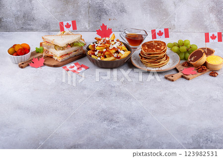 Canada Day traditional food concept. Canada Day traditional food concept. 123982531