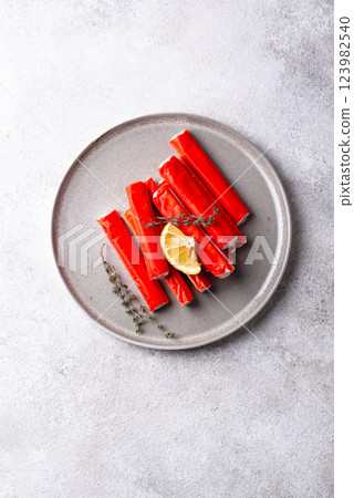 Surimi sticks from crab meat 123982540
