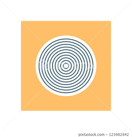 Abstract Bauhaus design with a geometric pattern and modern symmetry. The minimalistic artwork features concentric circles on a vibrant background. 123982842