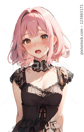 動漫風格的插圖，一個可愛的女人，一臉憂慮地看著你 123983171