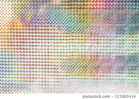 A mesmerizing pattern of diamond shapes reflects vibrant colors, creating a stunning visual effect that captures light in an array of hues. A mesmerizing pattern of diamond shapes reflects vibrant colors, creating a stunning visual effect that captures light in an array of hues. 123983414