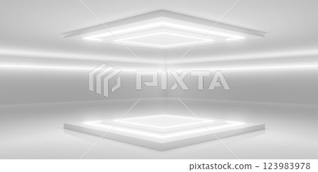 Minimalist Modern Interior with Geometric Illumination Minimalist Modern Interior with Geometric Illumination 123983978