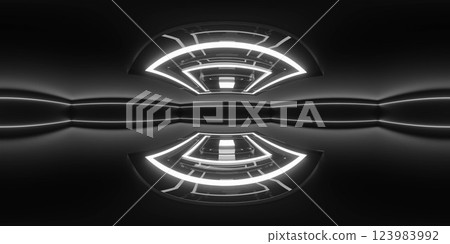 Futuristic Abstract Interior with Neon Lights 360 panorama vr image Futuristic Abstract Interior with Neon Lights 360 panorama vr image 123983992