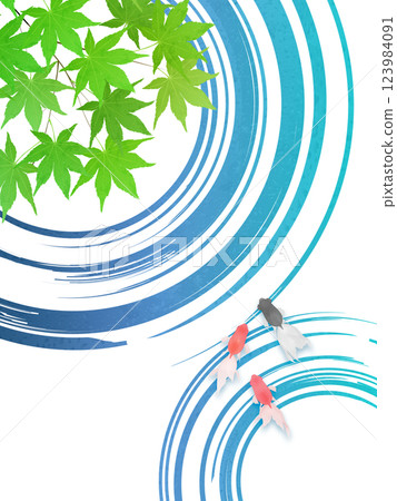 Fresh green maple leaves and water ripples illustration frame background material Fresh green maple leaves and water ripples illustration frame background material 123984091
