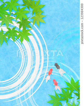 Fresh green maple leaves and water ripples illustration frame background material Fresh green maple leaves and water ripples illustration frame background material 123984300