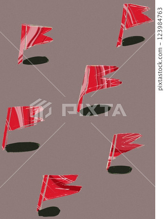 Red flags on a grey background with a shadow. Vertical conceptual illustration on the topic of abuse, abusive relationships Psychology of relationship 123984763