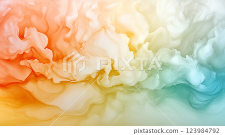 Colorful abstract cloud background with soft gradient swirls, orange and teal shades Colorful abstract cloud background with soft gradient swirls, orange and teal shades 123984792