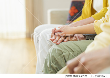 Grandparents and grandchildren's hands Grandparents and grandchildren's hands 123984879