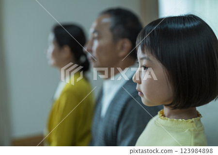 Grandparents and grandchildren's portrait 123984898