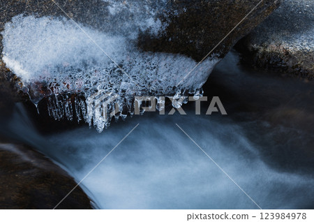 Meltwater and spray ice [Nagano Prefecture] 123984978
