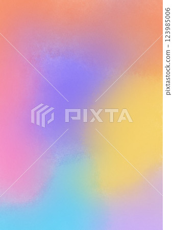Colourful blurry abstract rainbow gradient background. Smooth transitions of vivid bright colours with noise. Trendy wallpaper with film grain effect. 123985006