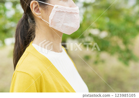 Senior woman wearing a mask Senior woman wearing a mask 123985105