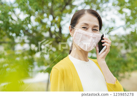 Senior woman wearing a mask Senior woman wearing a mask 123985278
