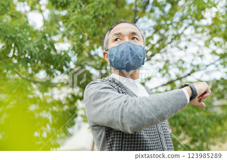 Senior man wearing a mask Senior man wearing a mask 123985289