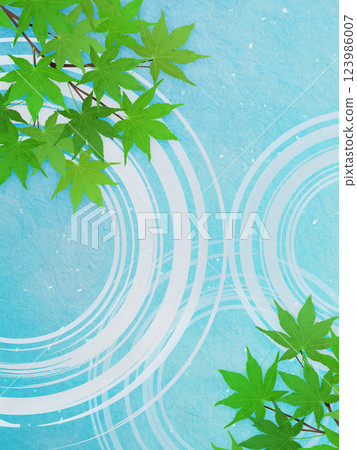 Fresh green maple leaves and water ripples illustration frame background material Fresh green maple leaves and water ripples illustration frame background material 123986007