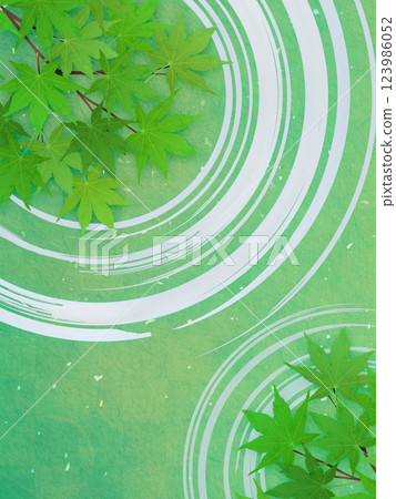 Fresh green maple leaves and water ripples illustration frame background material Fresh green maple leaves and water ripples illustration frame background material 123986052