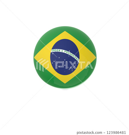 Brazil glossy flag ball in white background 123986481