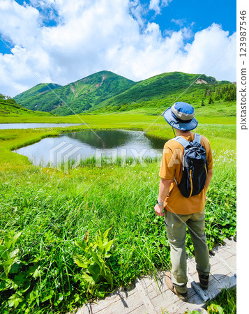 Hiuchi and Myoko mountain climbing in summer (view of Hiuchi from Tengu's Garden) Hiuchi and Myoko mountain climbing in summer (view of Hiuchi from Tengu's Garden) 123987546