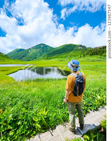 Hiuchi and Myoko mountain climbing in summer (view of Hiuchi from Tengu's Garden) Hiuchi and Myoko mountain climbing in summer (view of Hiuchi from Tengu's Garden) 123987547