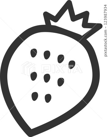 春季圖像簡單草莓單色向量插圖線畫圖標 123987934