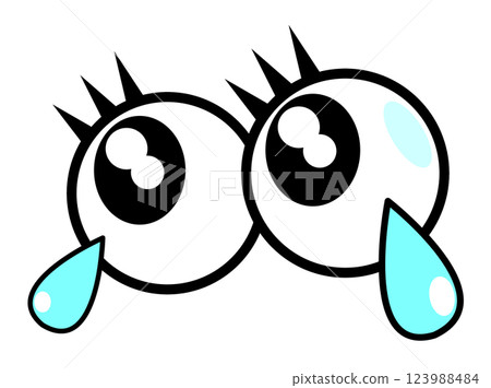 Illustration of an eyeball shedding tears due to allergies, pollen, etc. 123988484