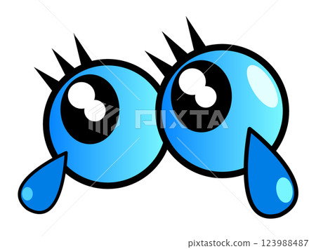 Illustration of an eyeball shedding tears due to allergies, pollen, etc. 123988487