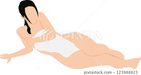 進入溫泉的婦女的例證 123988823