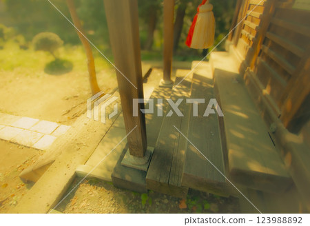 A photo of the bell string, stairs, and grounds of Konpira Shrine in Seiseki Sakuragaoka, the model location where the protagonist of the anime movie was supposedly confessed to by a baseball club member. A photo of the bell string, stairs, and grounds of Konpira Shrine in Seiseki Sakuragaoka, the model location where the protagonist of the anime movie was supposedly confessed to by a baseball club member. 123988892