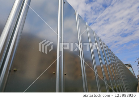 Temporary fencing for construction sites (galvanized steel sheets) Temporary fencing for construction sites (galvanized steel sheets) 123988920