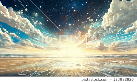 天空倒映在水面上的奇妙插圖 123988926