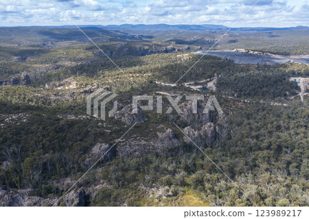 A rugged and rocky landscape in the mountains 123989217