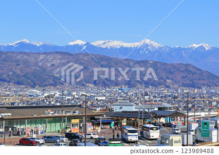 View from the Suwa Lake Service Area on the Chuo Expressway 123989488