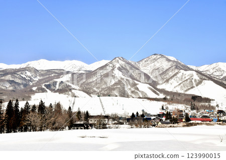 View of the Hakuba Tsugaike Mountain Resort area (Otari Village, Nagano Prefecture) [March 2025] 123990015