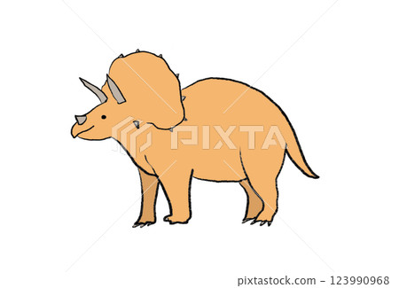 橙色的三角龍插圖 橙色的三角龍插圖 123990968