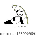 Sitting panda and bamboo illustration 123990969
