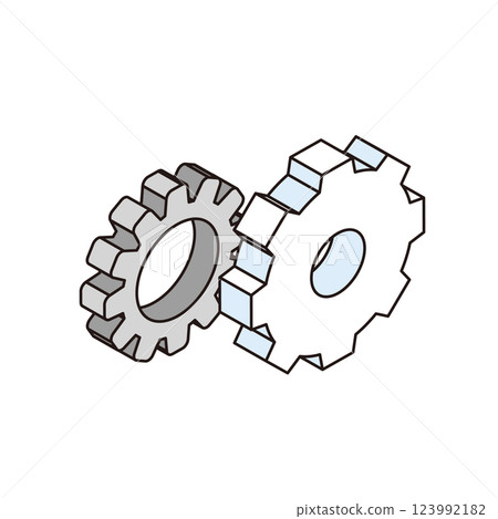 Illustration of gears in isometric composition 123992182