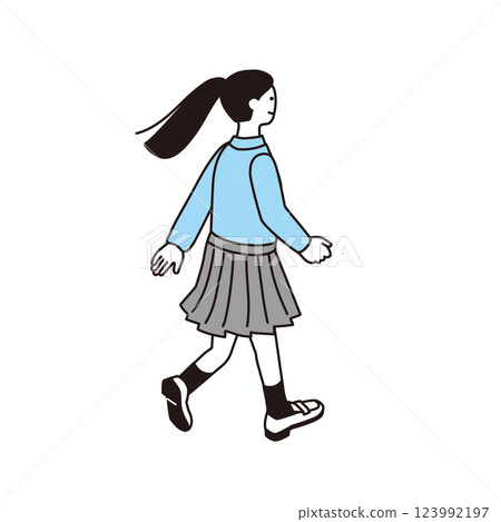 等距構圖中的高中女生背影插圖 等距構圖中的高中女生背影插圖 123992197