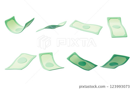 Flying banknotes with different shapes, 3d 123993073
