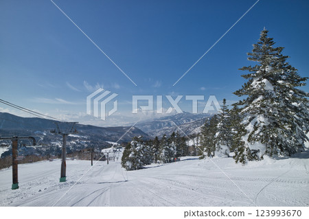 Scenery from the snowy mountain ski resort 123993670
