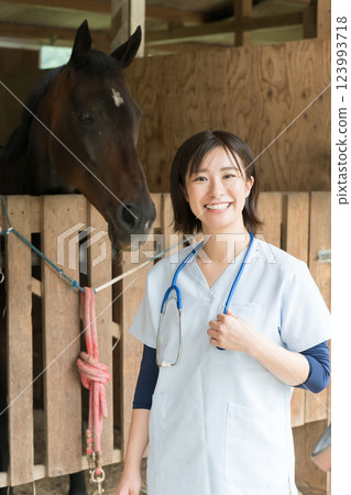veterinarian, horse, female 123993718