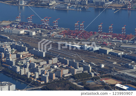 Aerial view of Oi Depot and Tokyo Freight Terminal Aerial view of Oi Depot and Tokyo Freight Terminal 123993907
